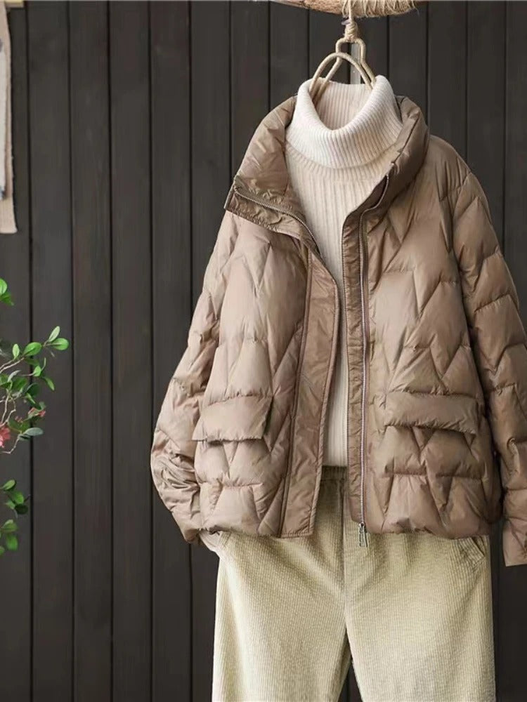 EB | Ultraleichte Wattierte Daunenjacke Mit Stehkragen Für Frauen