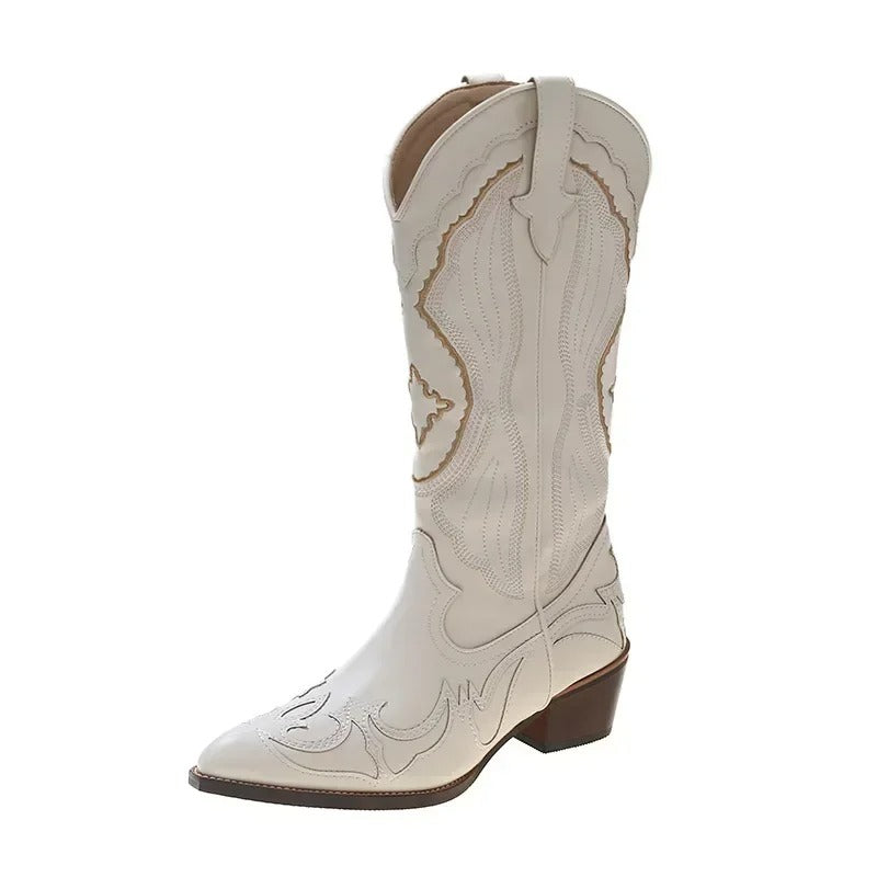 Bestickte Stiefel bis zur Mitte der Waden für Frauen EB