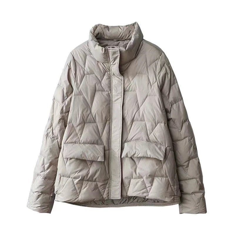 EB | Ultraleichte Wattierte Daunenjacke Mit Stehkragen Für Frauen