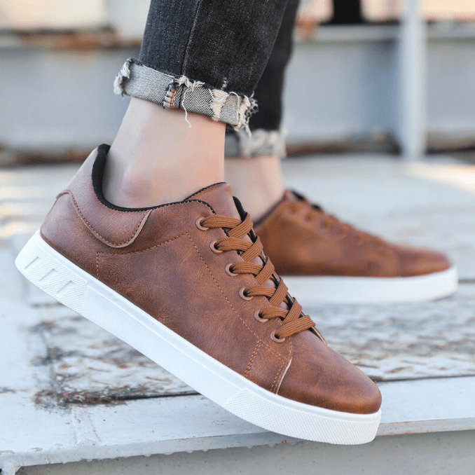 EB | Sneakers Herren Leder Sneakers Komfortabel Trendy Freizeit Sneakers