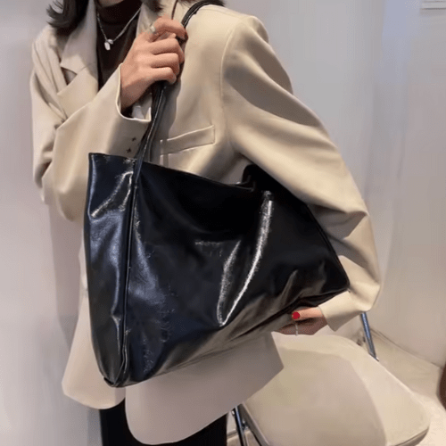 EB | Große Damen Leder Schultertasche Handtasche Shopper Burgunderrot