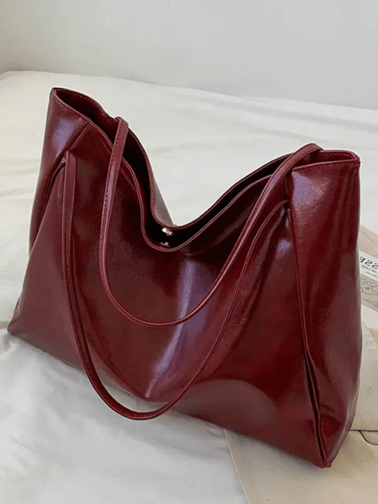 EB | Große Damen Leder Schultertasche Handtasche Shopper Burgunderrot