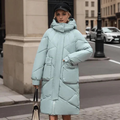 EB | Gepolsterte Jacke - Oversized-Passform - Kapuze mit Hohem Kragen - Verstellbare Bündchen - Mittellanges Modell