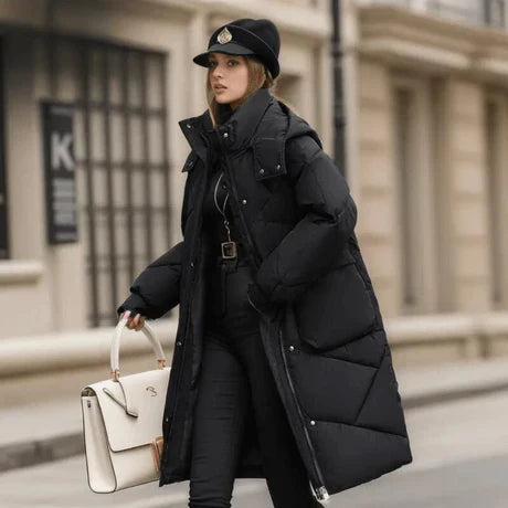 EB | Gepolsterte Jacke - Oversized-Passform - Kapuze mit Hohem Kragen - Verstellbare Bündchen - Mittellanges Modell