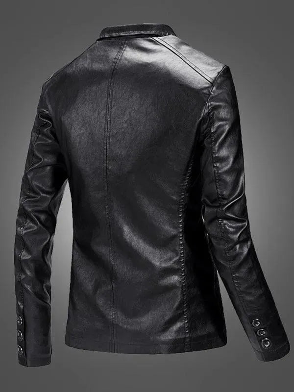 EB | Herren Blazer - Lässiger Leder Slim Fit Blazer