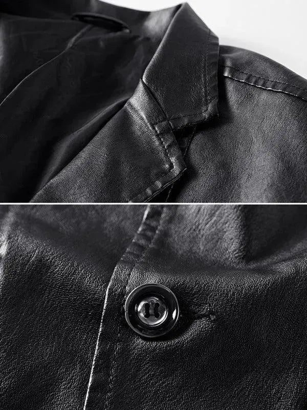 EB | Herren Blazer - Lässiger Leder Slim Fit Blazer