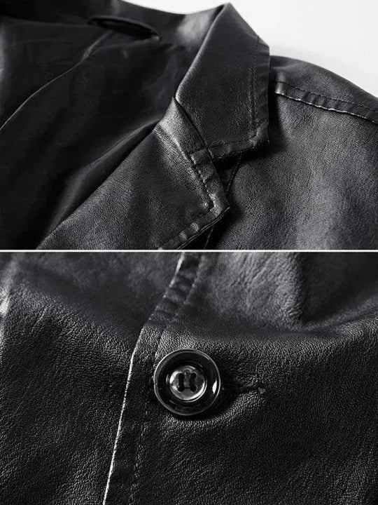 EB | Herren Blazer - Lässiger Leder Slim Fit Blazer