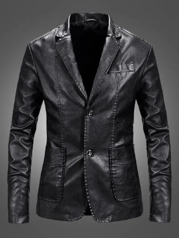 EB | Herren Blazer - Lässiger Leder Slim Fit Blazer