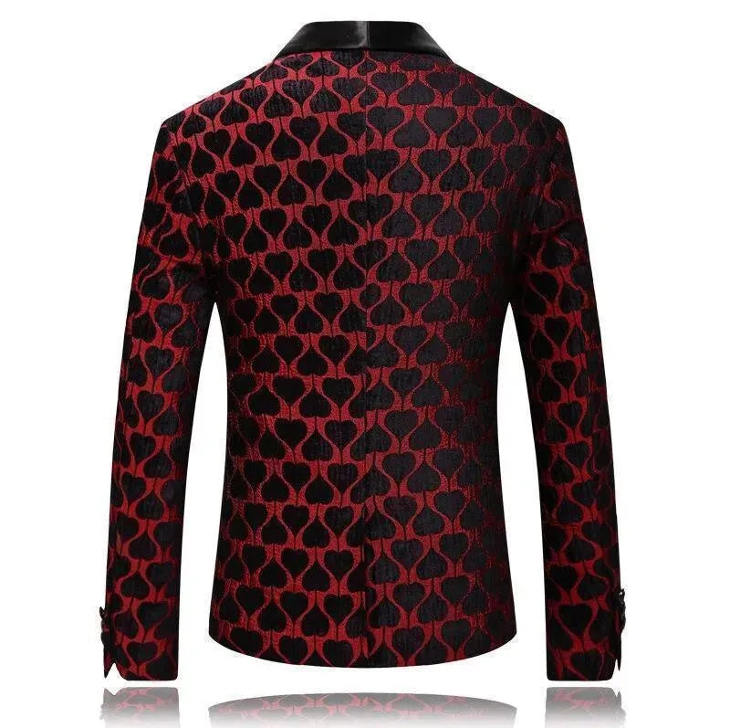 EB | Herren Blazer - Roter Reverskragen Smoking Blazer