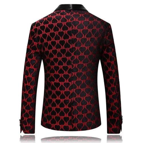 EB | Herren Blazer - Roter Reverskragen Smoking Blazer