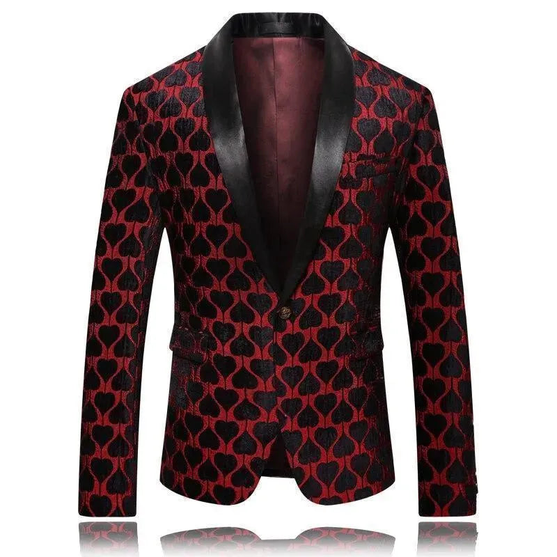 EB | Herren Blazer - Roter Reverskragen Smoking Blazer