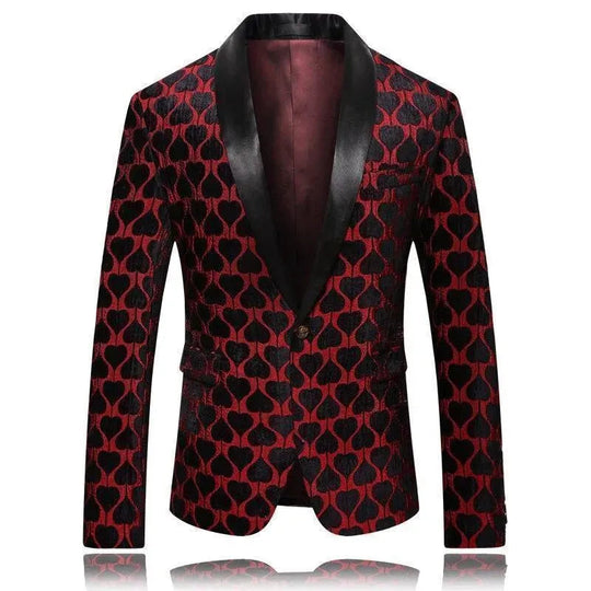EB | Herren Blazer - Roter Reverskragen Smoking Blazer