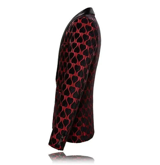 EB | Herren Blazer - Roter Reverskragen Smoking Blazer
