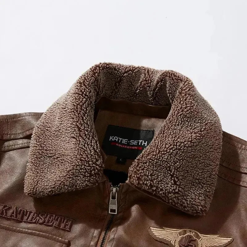 EB | Herren Fleece-Leder Truckerjacke