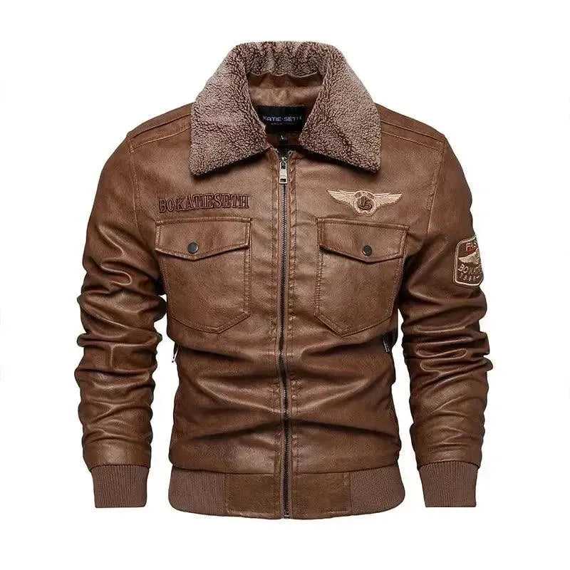 EB | Herren Fleece-Leder Truckerjacke