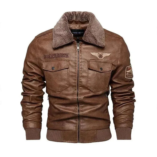 EB | Herren Fleece-Leder Truckerjacke