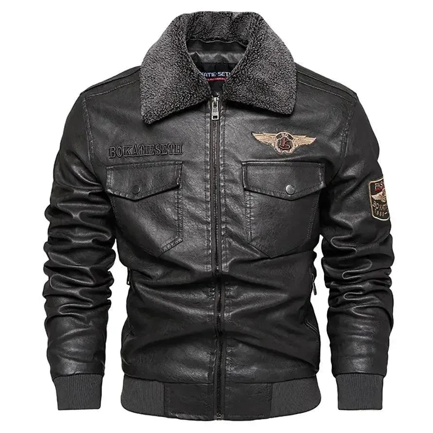 EB | Herren Fleece-Leder Truckerjacke
