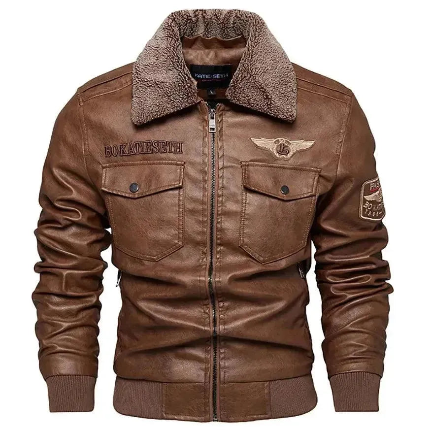EB | Herren Fleece-Leder Truckerjacke