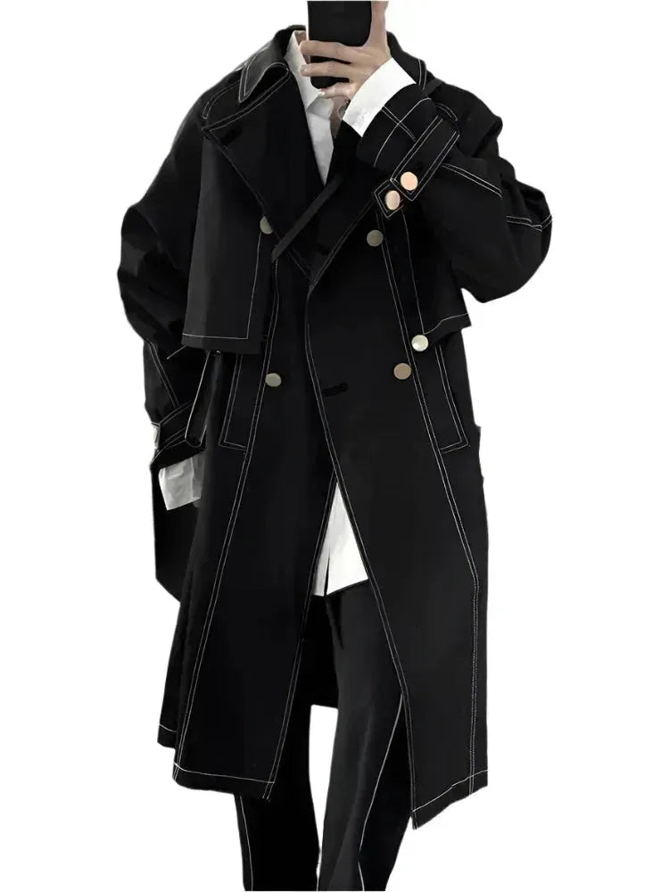 EB | Herren Lässiger Lockerer Doppelreihiger Trenchcoat