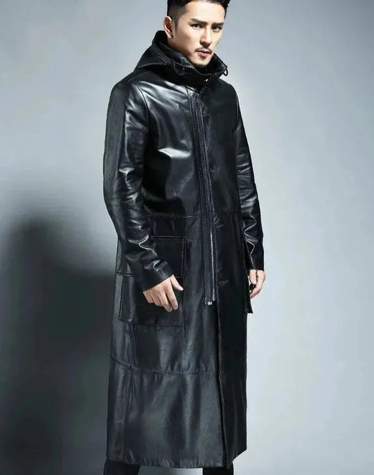 EB | Herren Kapuzenlose Lederübercoat