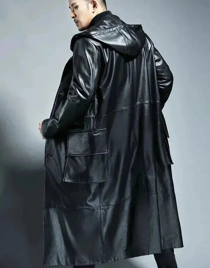 EB | Herren Kapuzenlose Lederübercoat