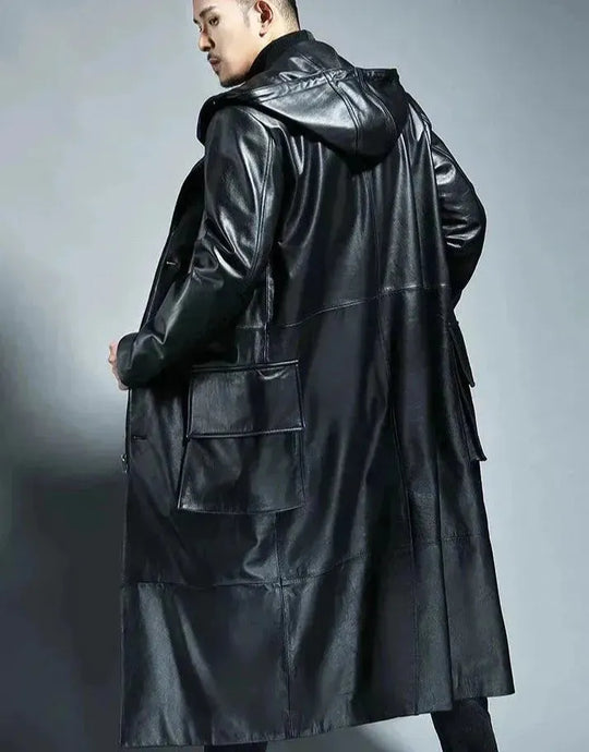 EB | Herren Kapuzenlose Lederübercoat