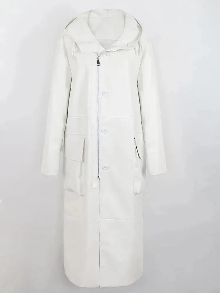 EB | Herren Kapuzenlose Lederübercoat
