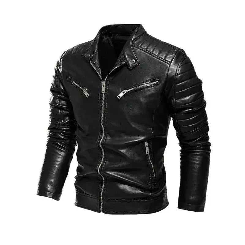 EB | Herren PU-Leder Patchwork Bikerjacke