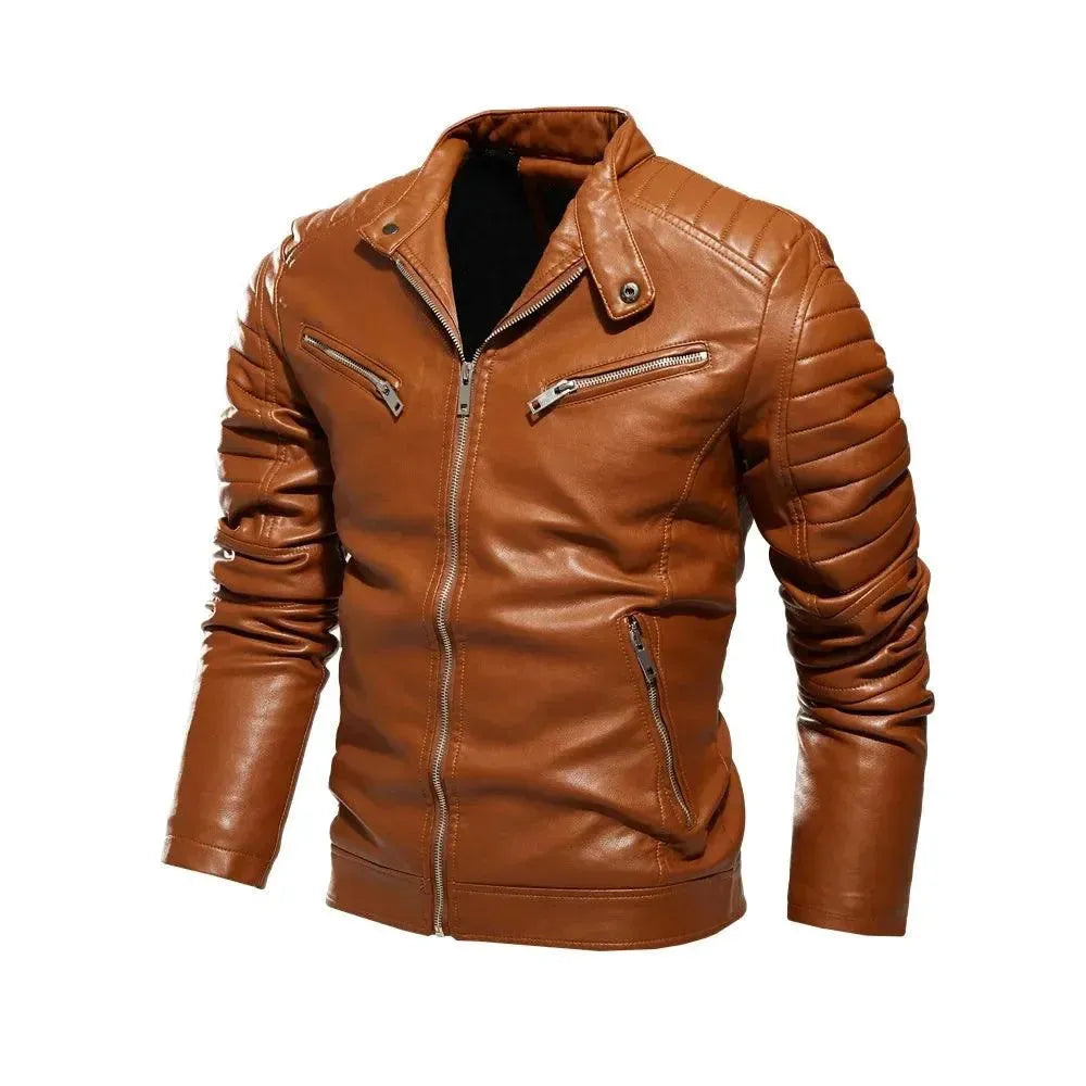 EB | Herren PU-Leder Patchwork Bikerjacke