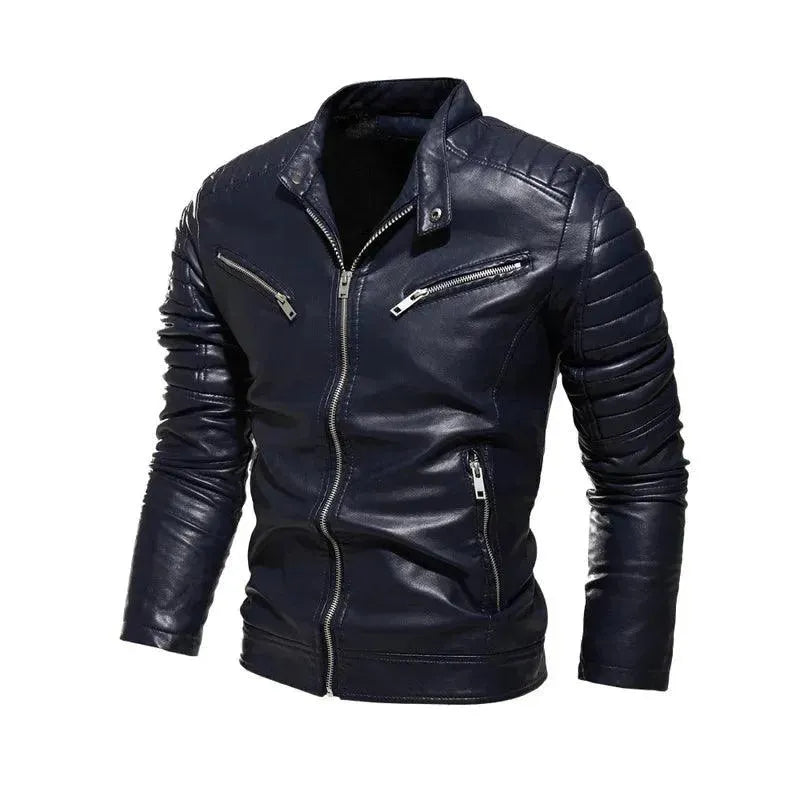 EB | Herren PU-Leder Patchwork Bikerjacke