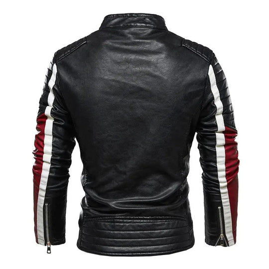 EB | Herren PU-Leder Patchwork Bikerjacke