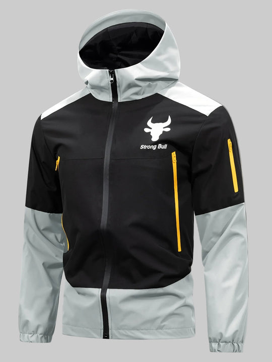 EB | Herrenjacke mit Reißverschluss, Kapuze und Farbblockdesign