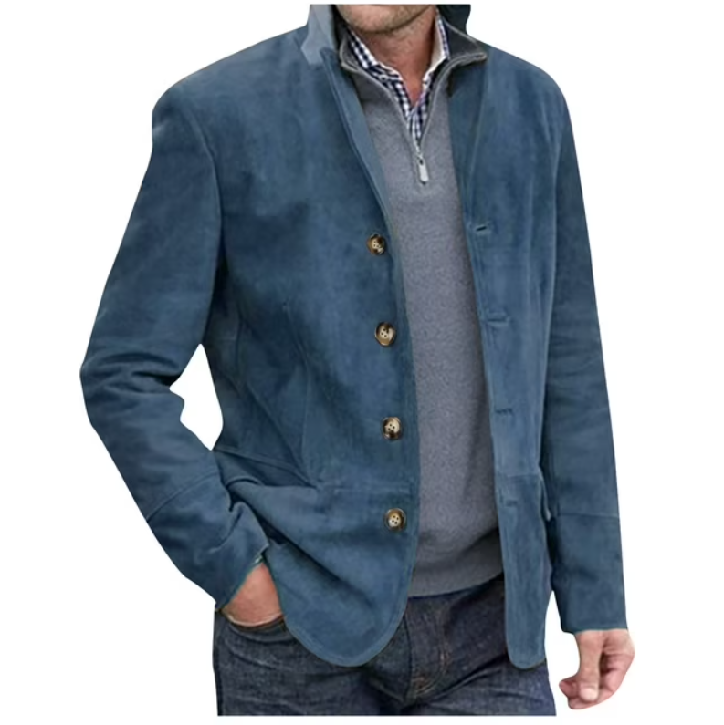 EB | Herren Wildleder Blazer Jacke, Blau & Braun, Elegant & Vielseitig
