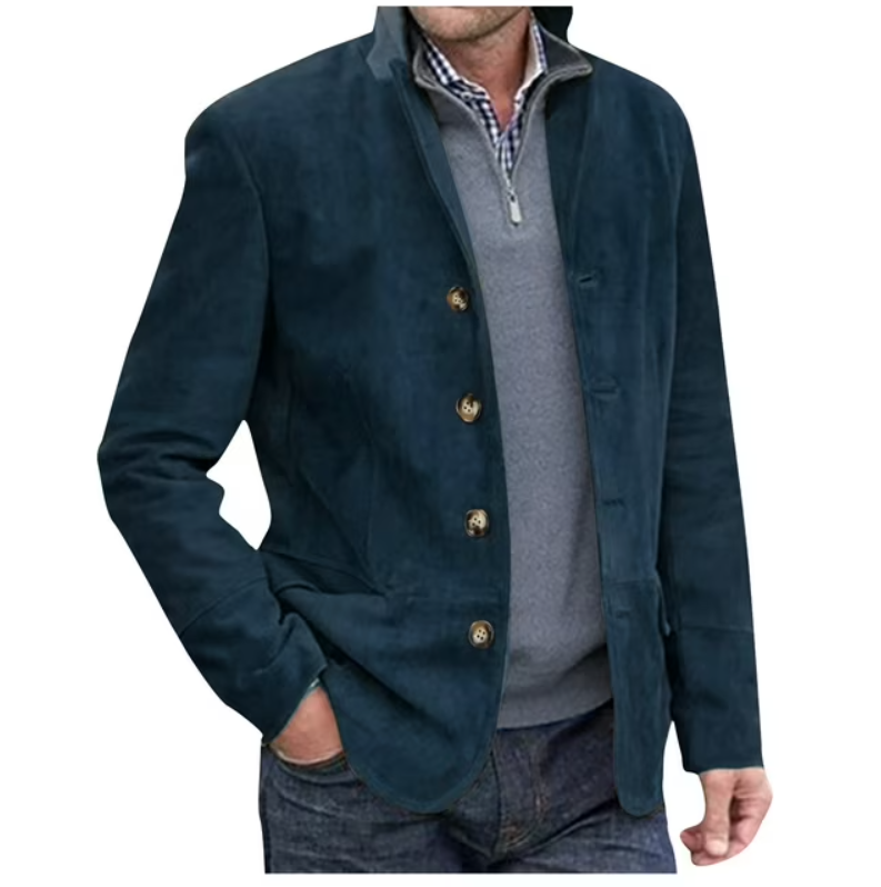 EB | Herren Wildleder Blazer Jacke, Blau & Braun, Elegant & Vielseitig