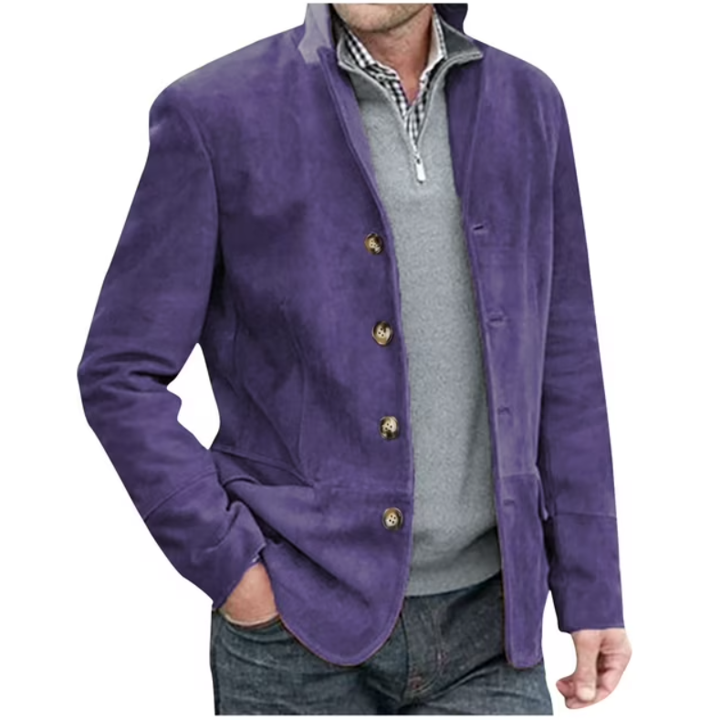 EB | Herren Wildleder Blazer Jacke, Blau & Braun, Elegant & Vielseitig