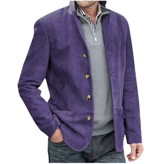 EB | Herren Wildleder Blazer Jacke, Blau & Braun, Elegant & Vielseitig