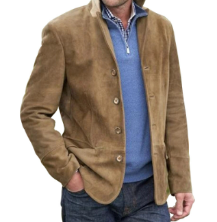 EB | Herren Wildleder Blazer Jacke, Blau & Braun, Elegant & Vielseitig