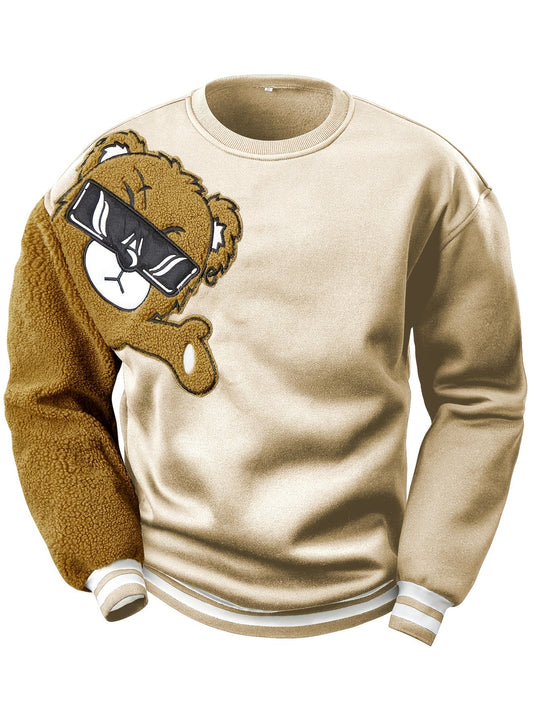 EB | Herren Sweatshirt mit gesticktem Cartoon-Bär
