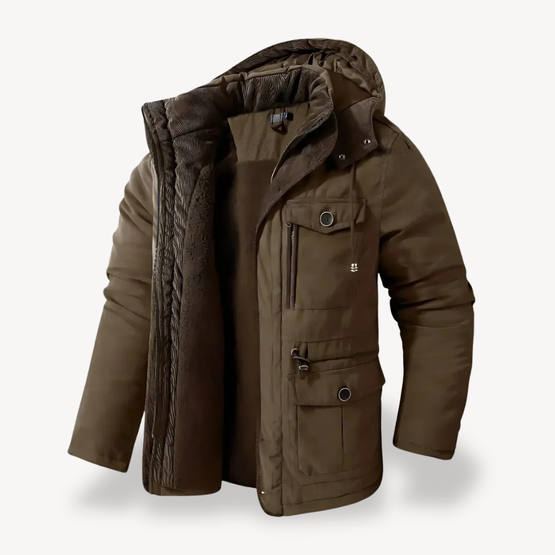 EB | Herren wasserdichter Winterparka mit fellgefütterter Kapuze