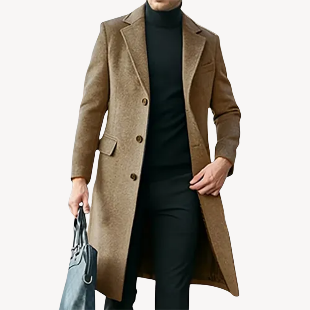 EB | Herren Wollmantel - Eleganter & Warmer Langer Mantel