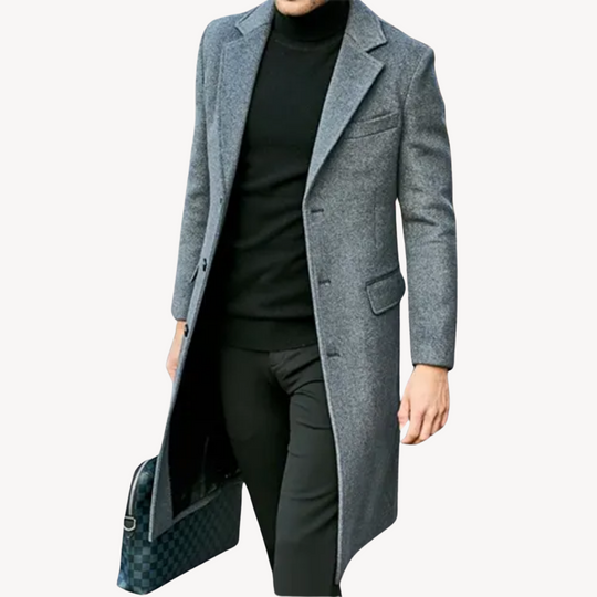 EB | Herren Wollmantel - Eleganter & Warmer Langer Mantel