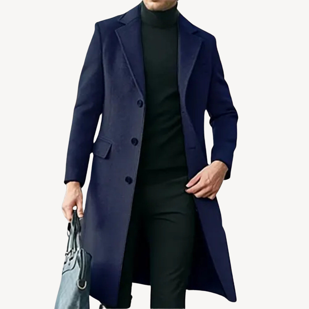 EB | Herren Wollmantel - Eleganter & Warmer Langer Mantel