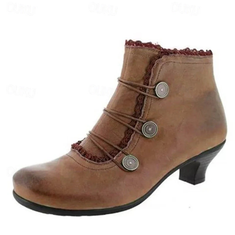 EB | Damen Viktorianische Schnür-Stiefeletten mit Spitzenbesatz