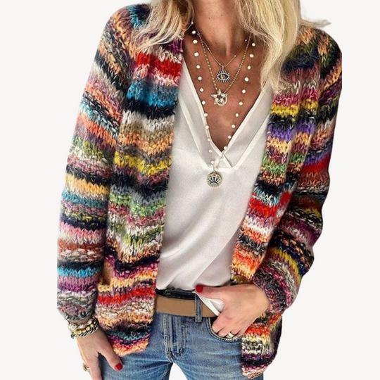 EB | Damen Mehrfarbiger Strickcardigan