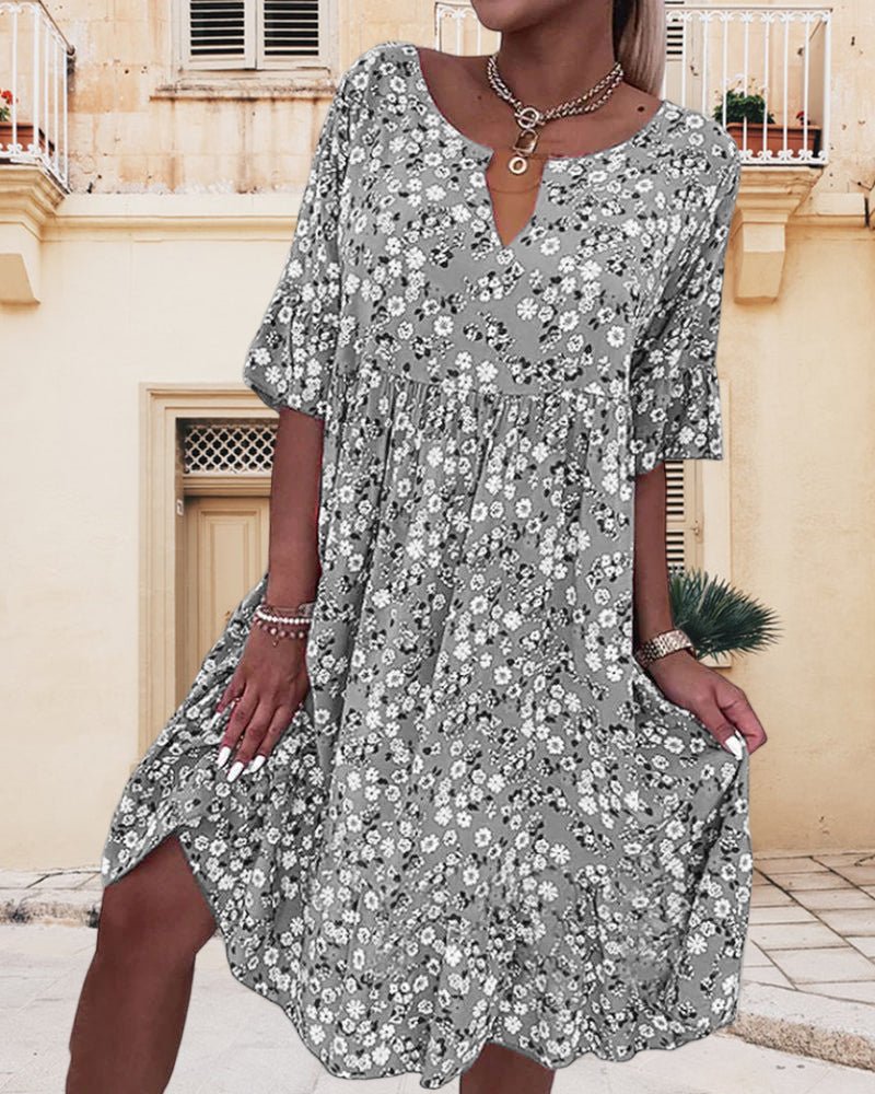 EB | Blumenkleid Leicht, Sommerkleid für Damen aus Polyester