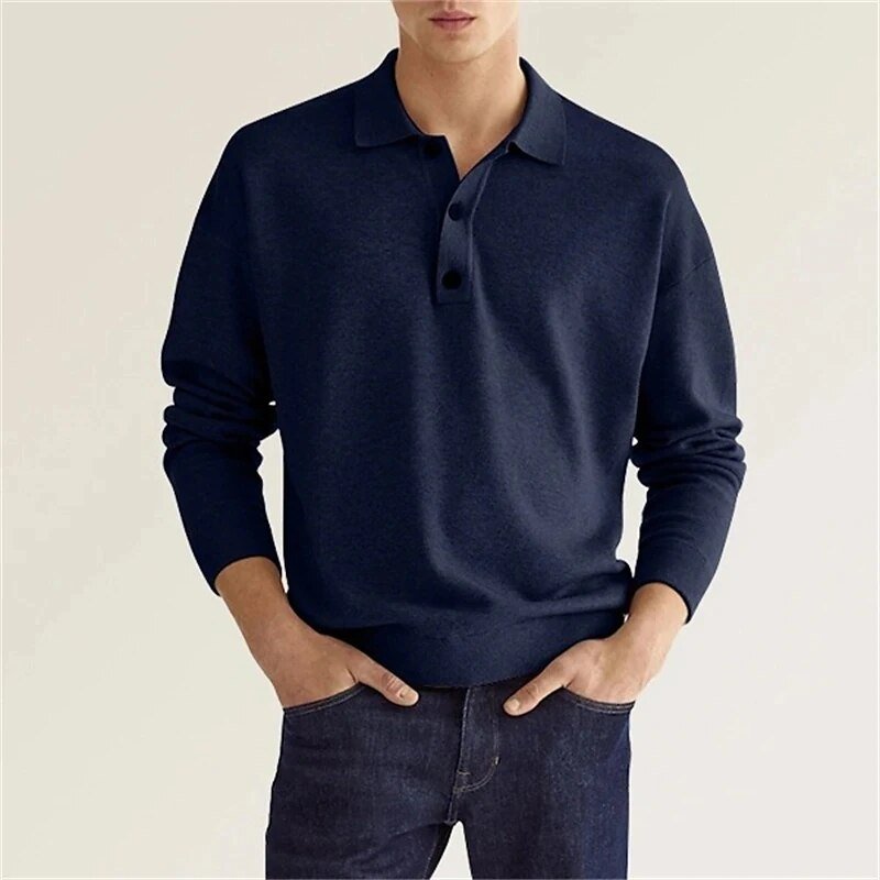 EB | Klassische Langarm-Poloshirt für Männer