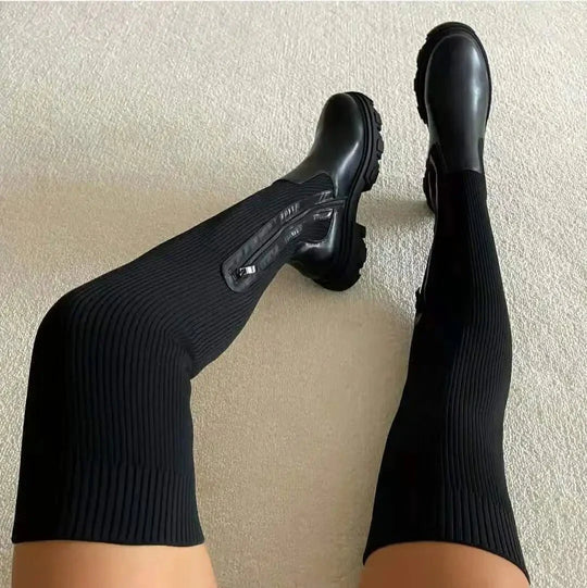 EB | Oberschenkelhohe Sockenstiefel
