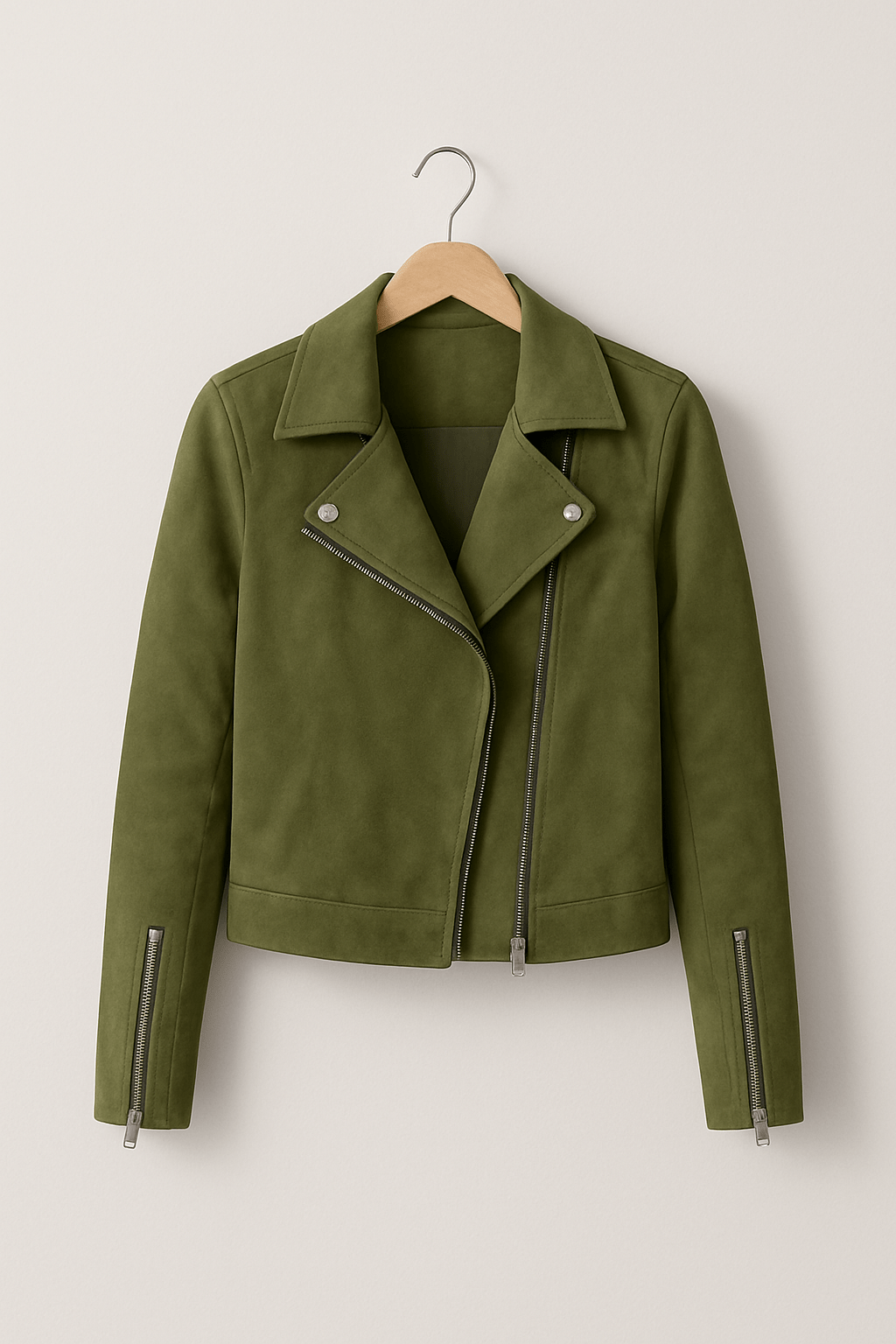 EB | Bikerjacke Aus Wildlederimitat Stylische Übergangsjacke mit Reißverschlussdetails