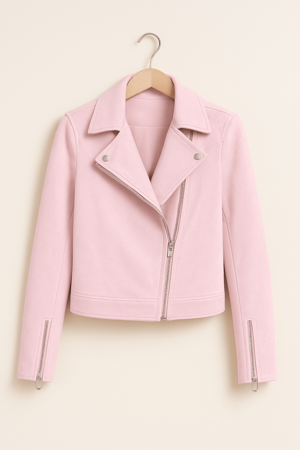 EB | Bikerjacke Aus Wildlederimitat Stylische Übergangsjacke mit Reißverschlussdetails