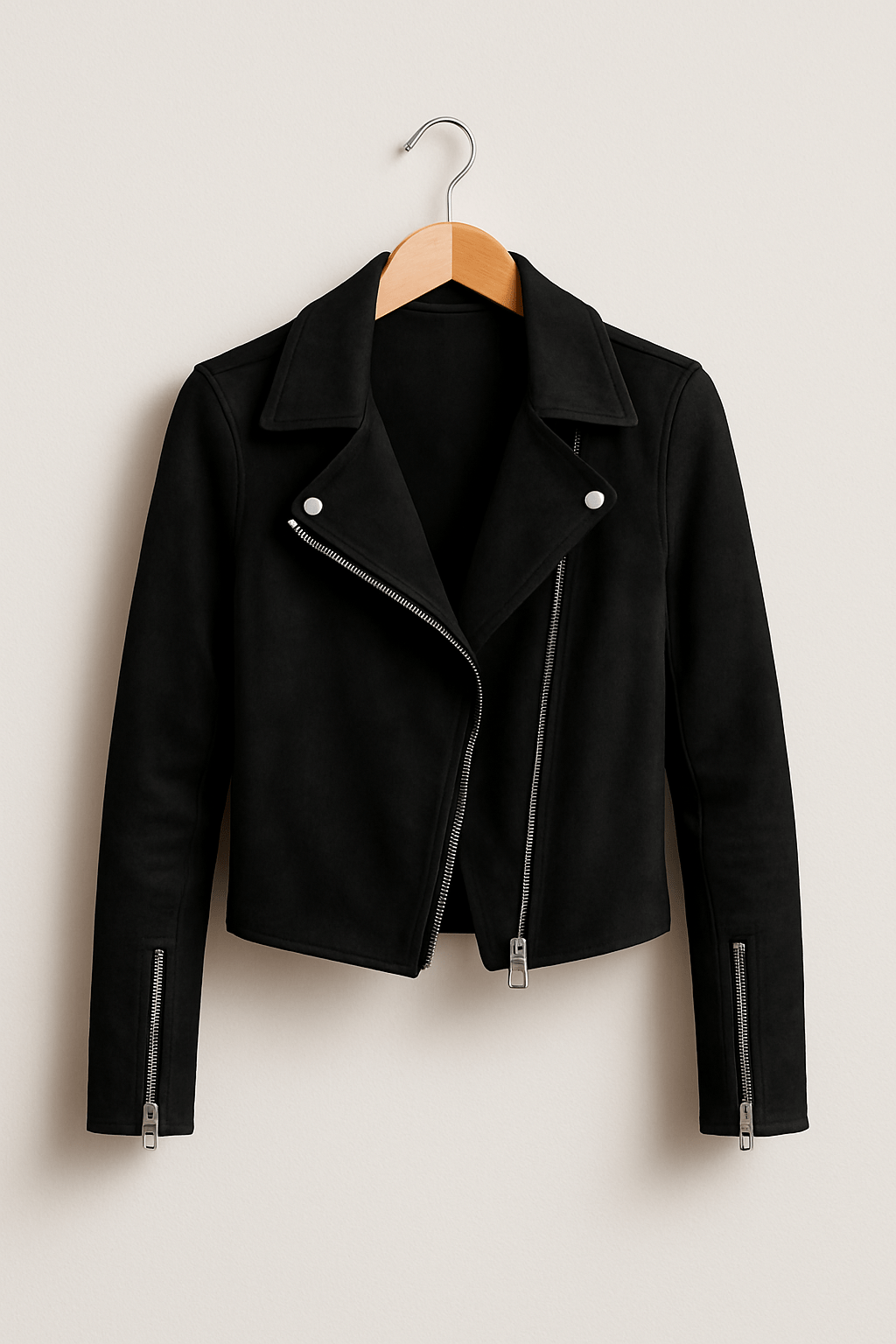 EB | Bikerjacke Aus Wildlederimitat Stylische Übergangsjacke mit Reißverschlussdetails
